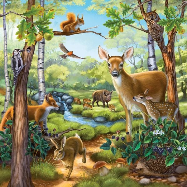 Kinderpuzzle ab 5 Jahren - Wald-/Zoo-/Haustiere - 49 Teile