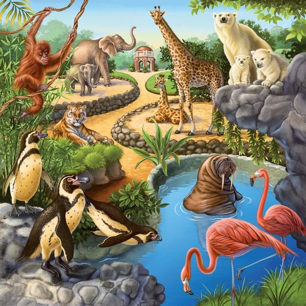 Kinderpuzzle ab 5 Jahren - Wald-/Zoo-/Haustiere - 49 Teile