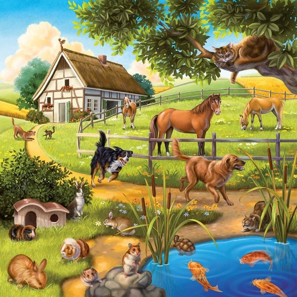 Kinderpuzzle ab 5 Jahren - Wald-/Zoo-/Haustiere - 49 Teile
